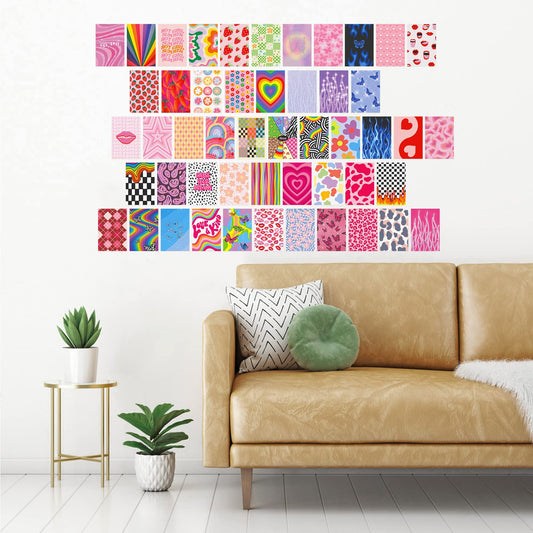 Kirako Y2K Wall Collage Kit Aesthetic Pictures Indie Room Decor Early 2000s Posters Prints for College Dorm Bedroom Decorations Colorful Kidcore Photo Collection Gifts for Teen Girls, 50 Pcs 4x6 Inch