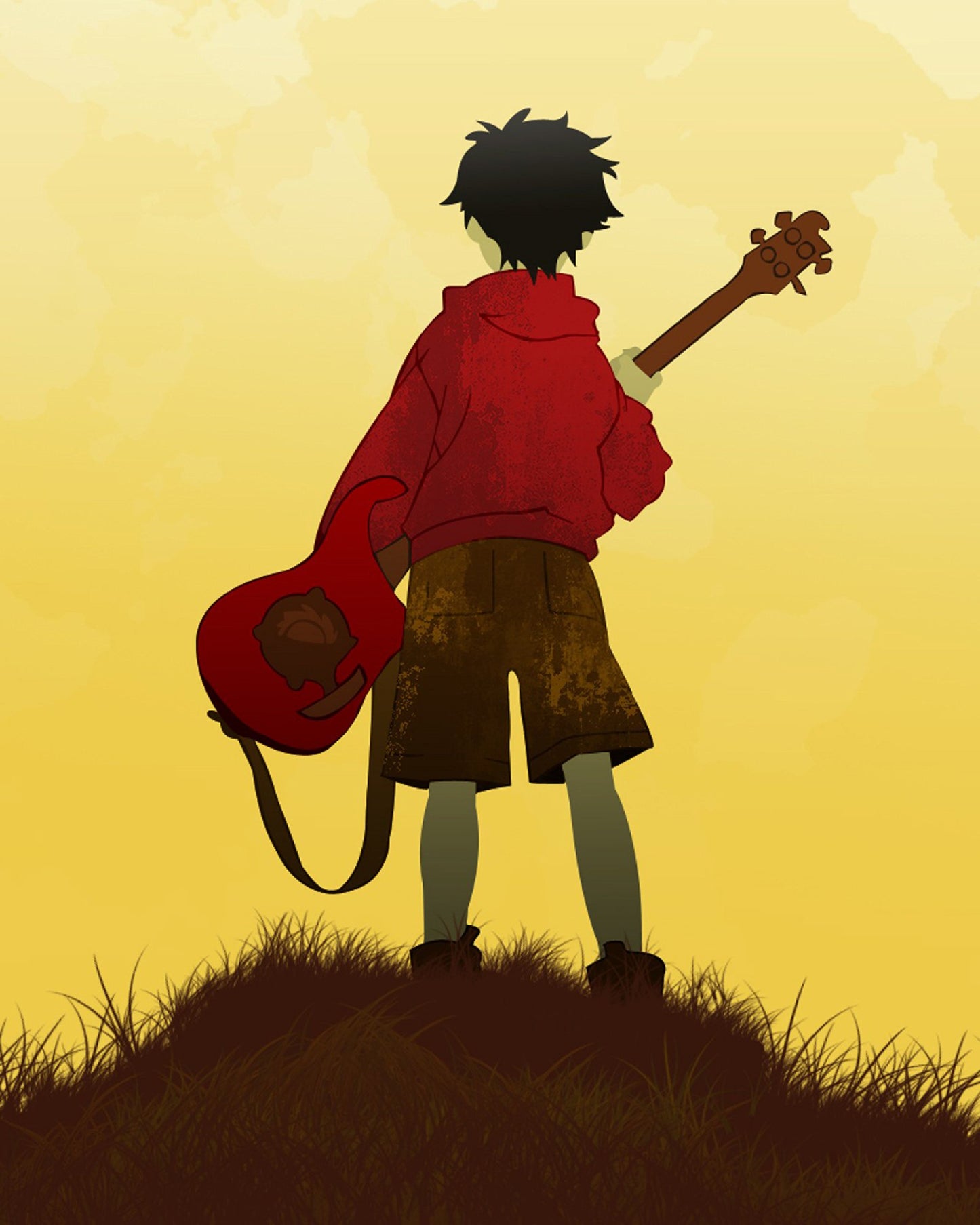 FLCL Anime Poster Print Art Haruhara Haruko Fooly Cooly Manga Guitar Characters 16x20 Inches