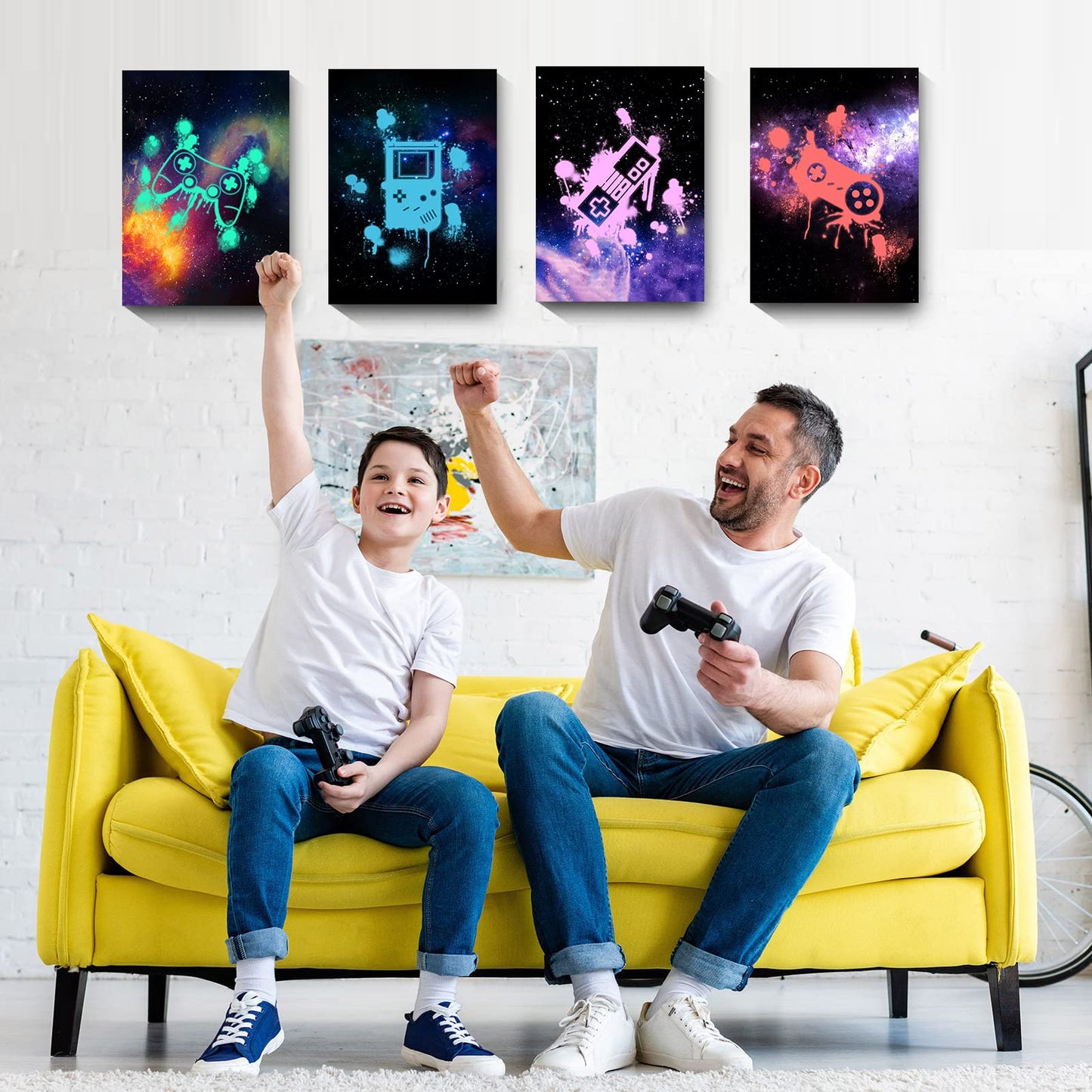 4pcs/set Video Game Wall Art Poster for Boys Bedroom Decorations Canvas Painting Print Home Decor Play Room Living Room Decor Gift for Gaming Lover (8x10inchx4pcs Unframed)