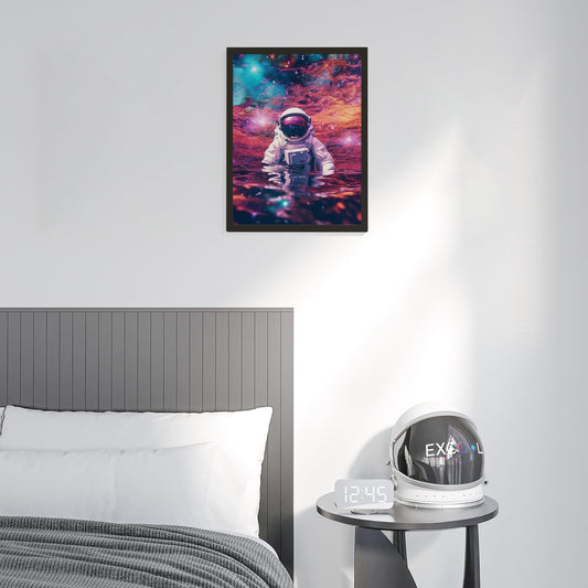 EXCOOL CLUB Space Astronaut Decor - 12x16 Trippy Astronaut Poster, Cool Spaceman Art Print, Space Decor for Boys Room, Colorful Astronaut Pictures Space Posters for Kids Bedroom (UNFRAMED)