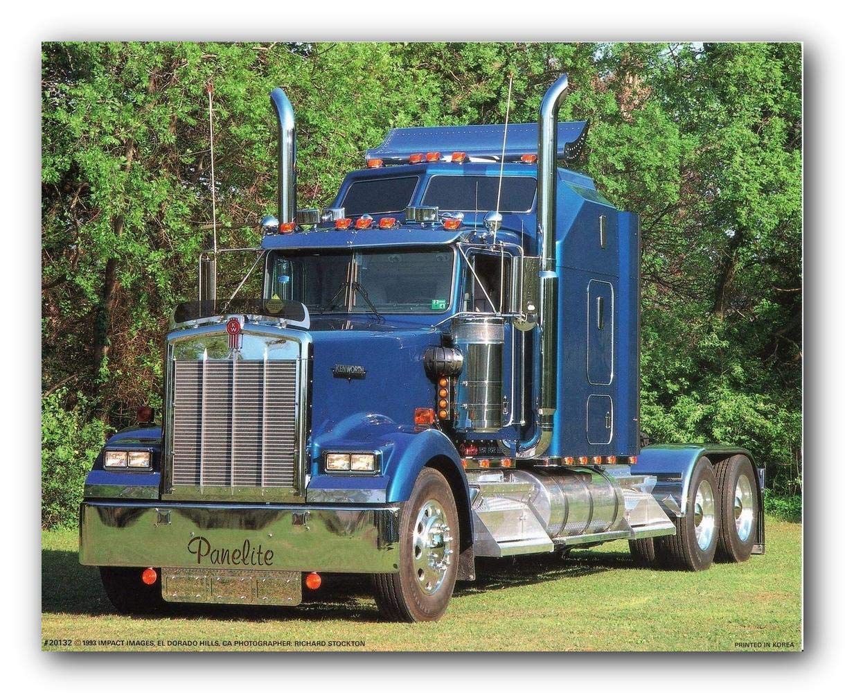 Construction Truck Wall Decor Picture 1993 Blue Kenworth Semi Big Rig Diesel Art Print Poster (16x20)