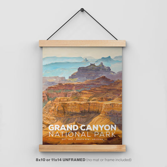 Grand Canyon National Park Poster, Watercolor Vintage Travel Posters, Nature Home Decor, Mountain Wall Art, National Park Gifts, Adventure Posters & Prints - UNFRAMED 8x10