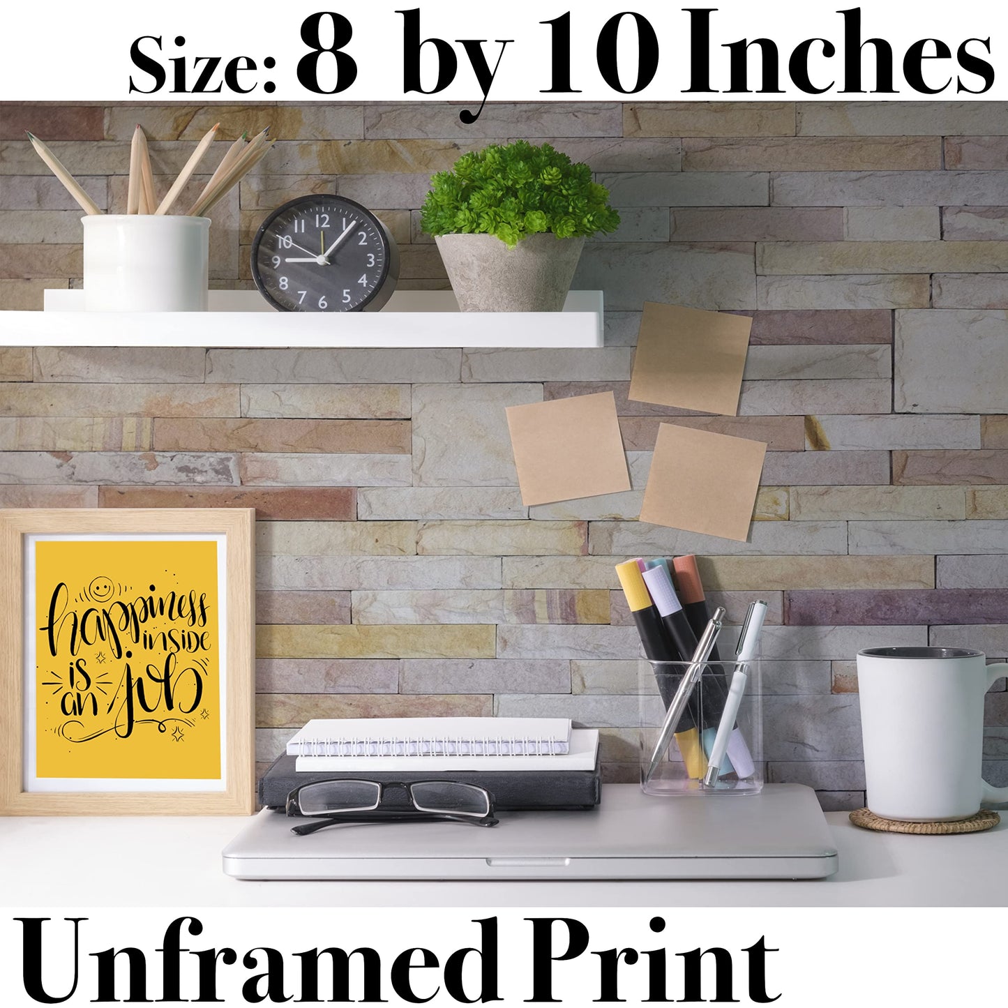 Happiness Is An Inside Job Poster - Wall Decor for Bedroom Posters - Inspirational Wall Art - Office Motivational Wall Art For Women - Inspirational Quote - 8x10 In Print