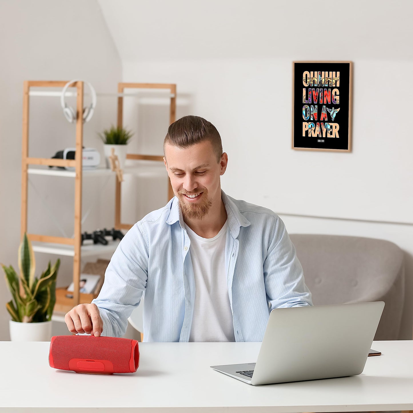 Bon Jovi - Living on a Prayer - Vintage Rock Band Wall Art, This Ready to Frame Song Lyric Wall Art Poster is Good For Home, Music Room, Office, Studio, Dorm & Cave Room Decor, Unframed - 8x10"