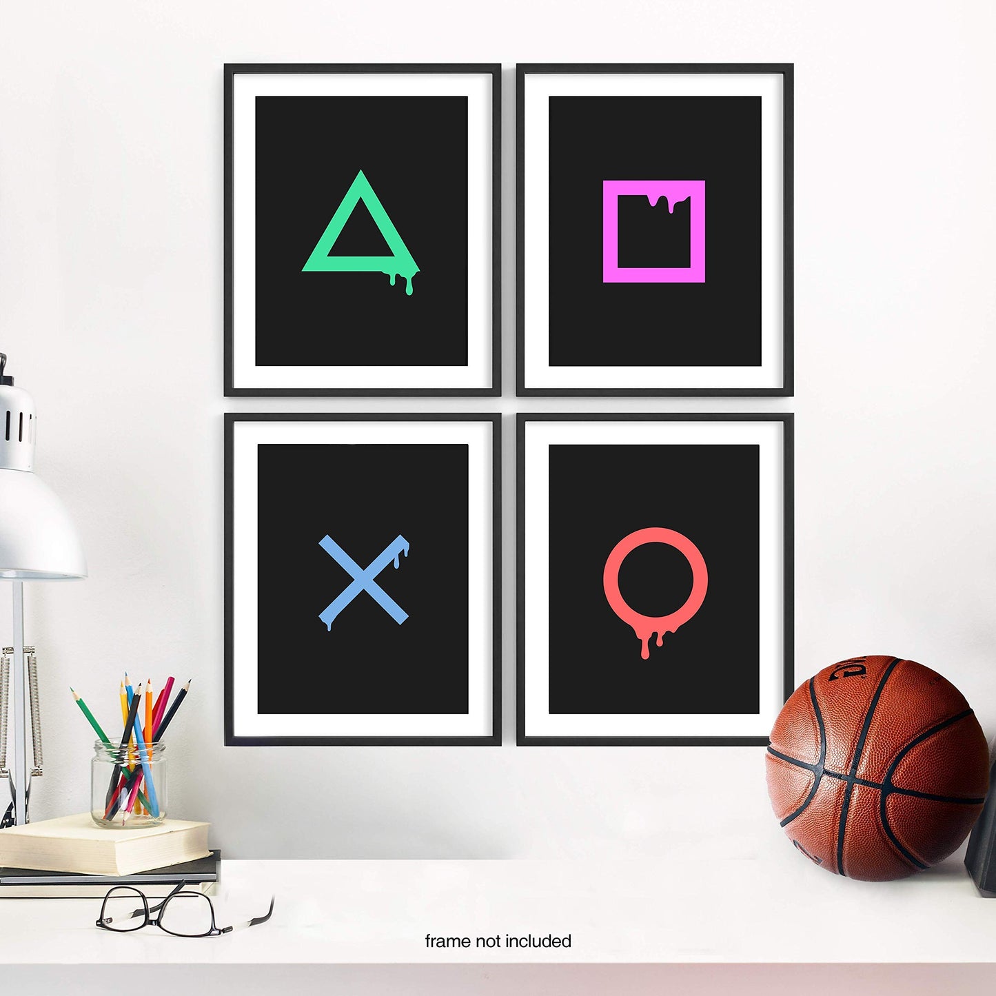 Game Room Playstation Decor Wall Art,Playstation Decor Button Art,Gamer Decor Print Posters For Boys Bedroom, Game Room Decor,Gaming Decor For Boys Room,Set of 4 (8x10) Prints,Unframed