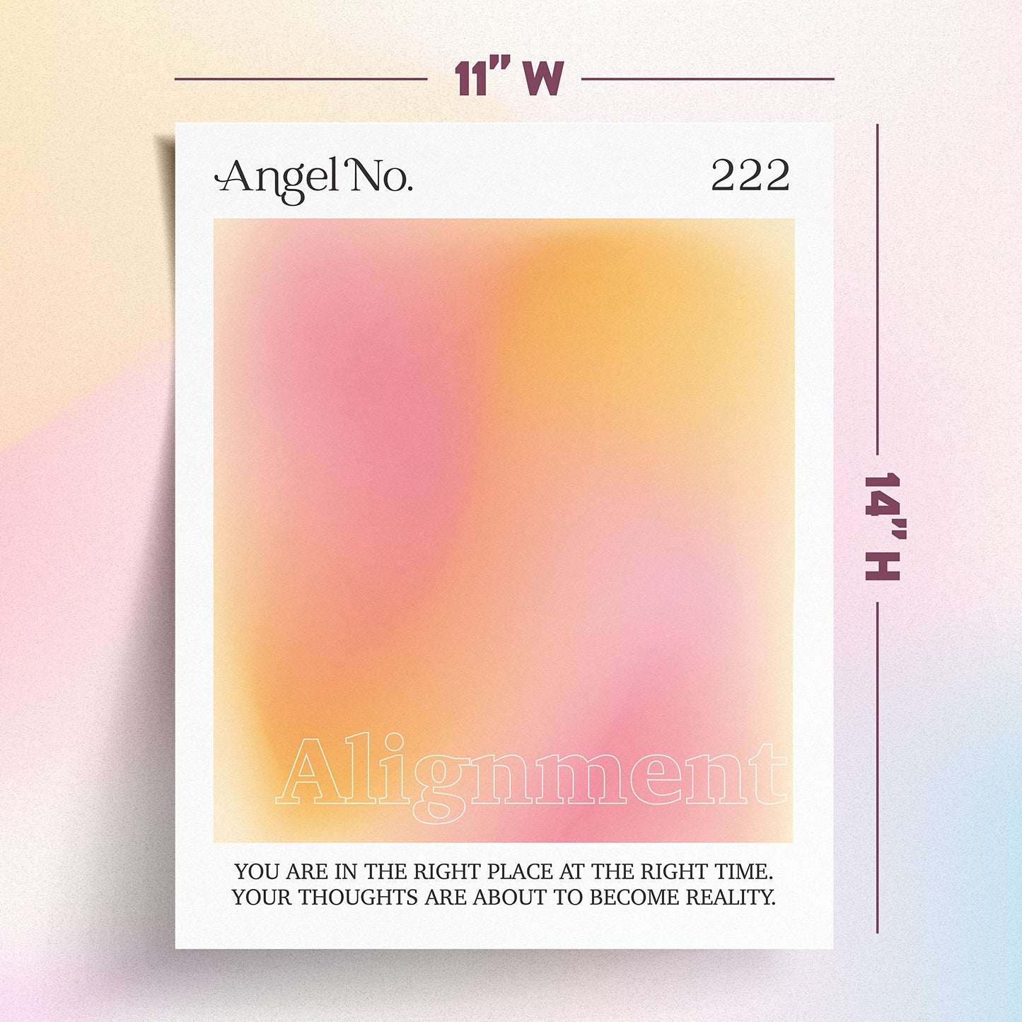 Angel Number Posters - 222 - Spiritual Aura Aesthetic Room Decor - Wall Art Print - 11x14 - Unframed