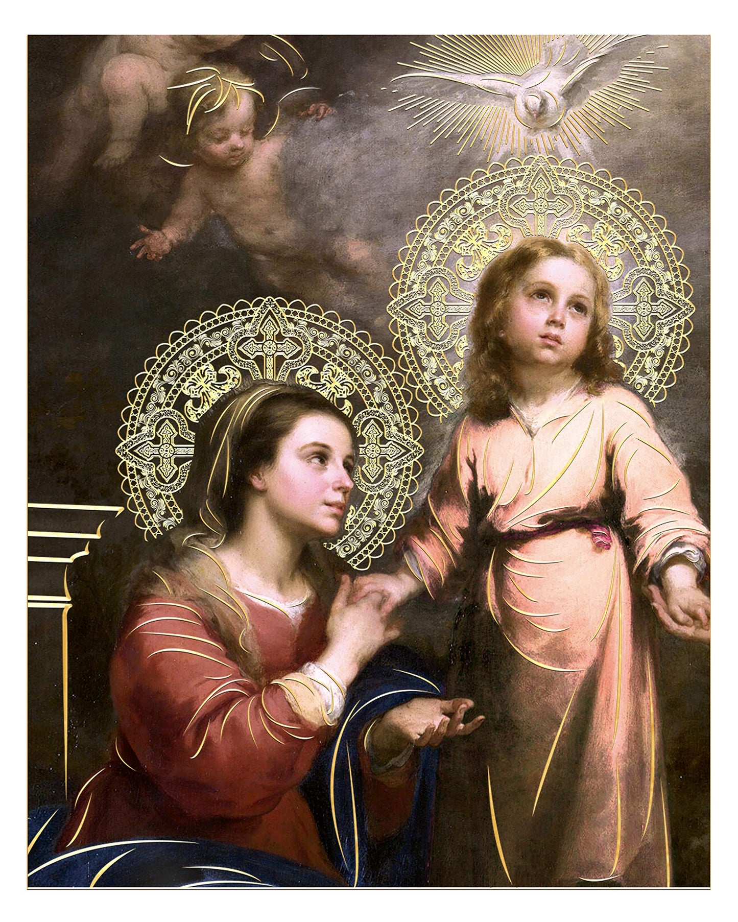 Holy Family (8"x10") Gold Foil - Religious Wall Art Laminated Print Unframed Poster Paper Home Decoration Arte Diseño Piezas Maestras