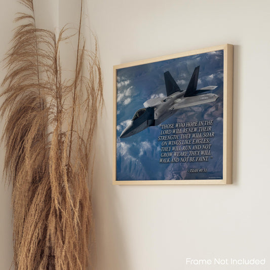 Inspirational Wall Art Co. - Bible Verse - Veteran Air Force Jet Aircraft Sky Infantry Religious Motivational Players Quotes Posters - Print Home Gift Bedroom Decor - 11X14 inches