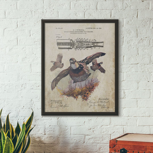 Inspirational Wall Art Co. - Quail - Vintage Patent Remington Shotgun Quotes Posters - Wall Art Print Office Kitchen Cabin Decor - 11X14 inches