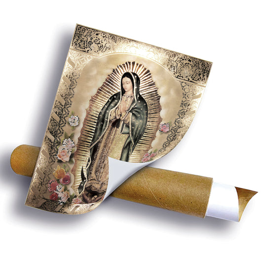 Our Lady of Guadalupe Body Portrait Roses (8"x10") Gold Foil - Religious Wall Art Laminated Print Unframed Poster Home Decoration Arte Diseño Piezas Maestras