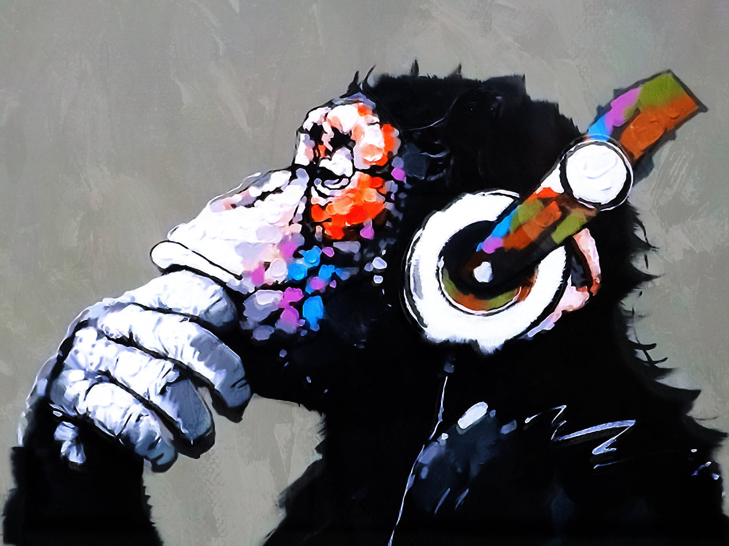 Chilling Ape With DJ Heaphones Canvas
