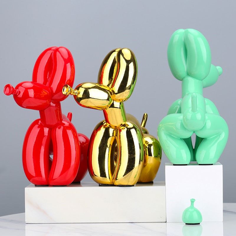 Jeff Koons Inspired Poop Balloon Dog Statue Home Decoration Resin Art Sculpture