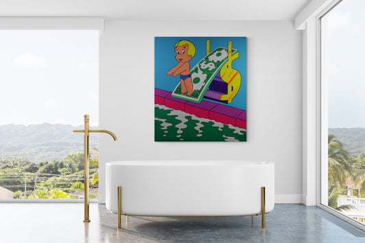 Wall Art Canvas "Money Dive" by Artist FFUR