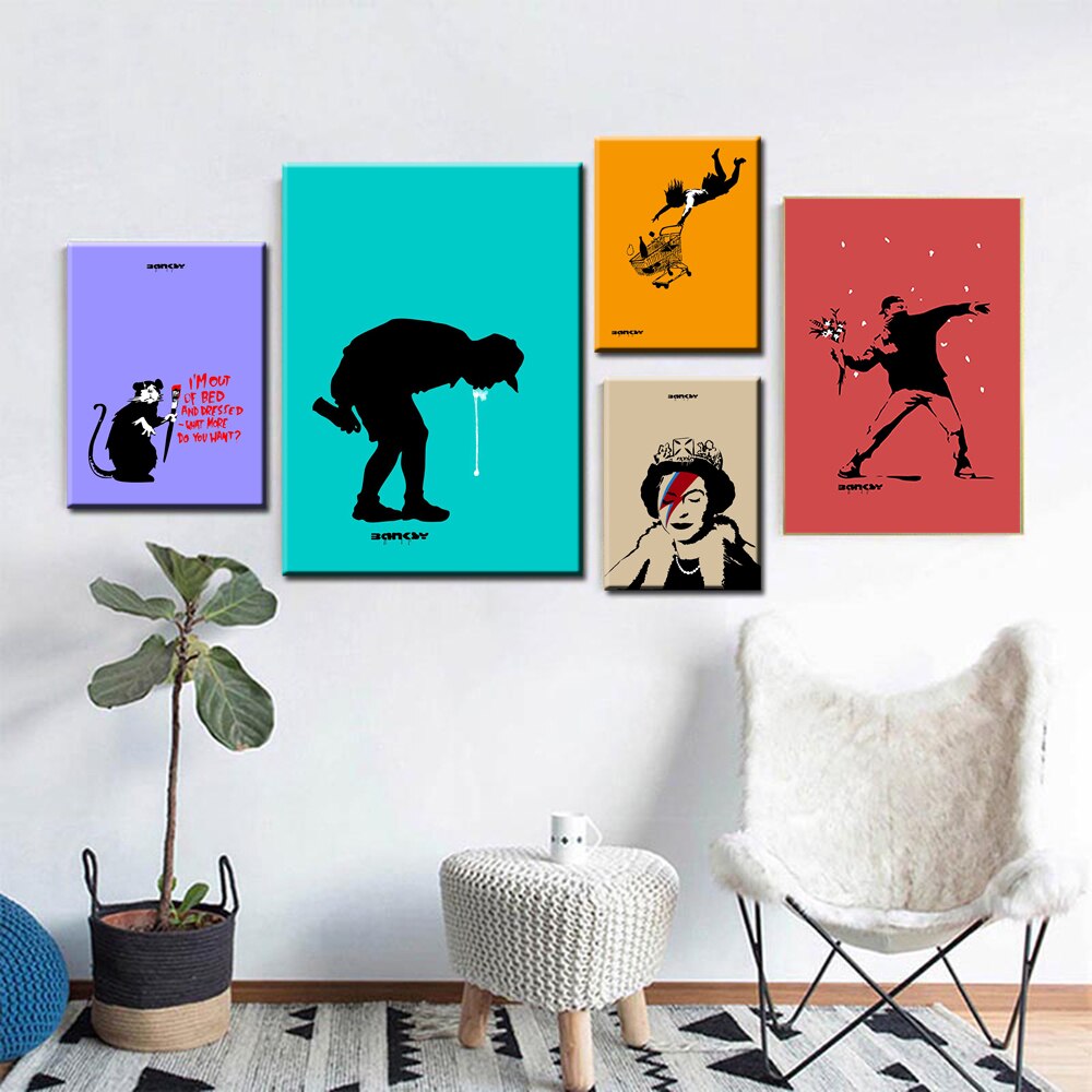 Abstract Banksy Graffiti Wall Art Canvas: Add a Touch of Urban Style to Your Decor