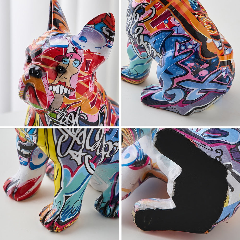 Graffiti French Bulldog Sculpture Home Deco Statue
