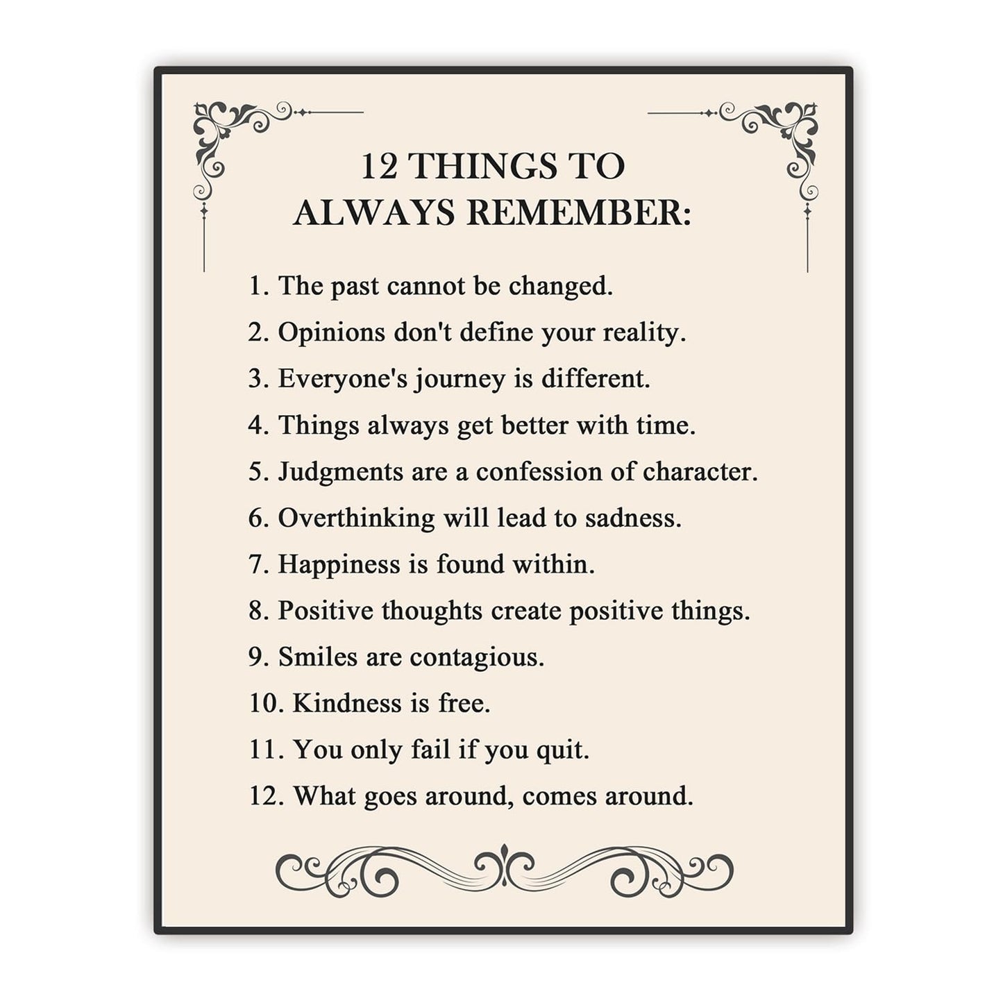 ’12 Things to Always Remember’- Inspirational Wall Art- Positive Thinking Artwork Décor-Life Quotes Poster-