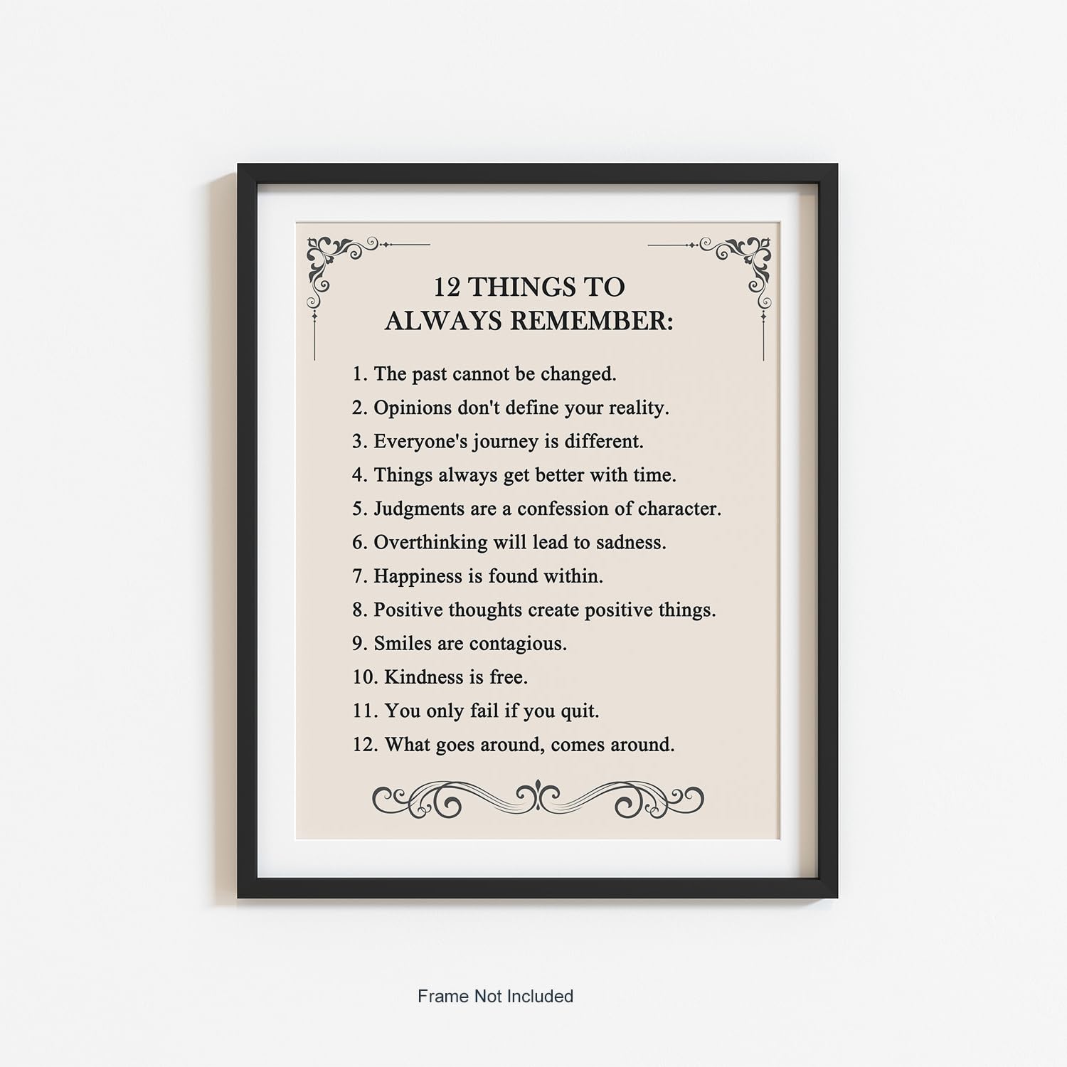 ’12 Things to Always Remember’- Inspirational Wall Art- Positive Thinking Artwork Décor-Life Quotes Poster-