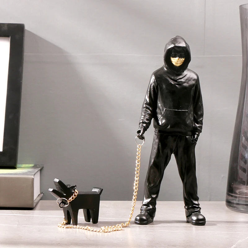 Banksy Get Out While You Can Statue - Man and Dog Figurine