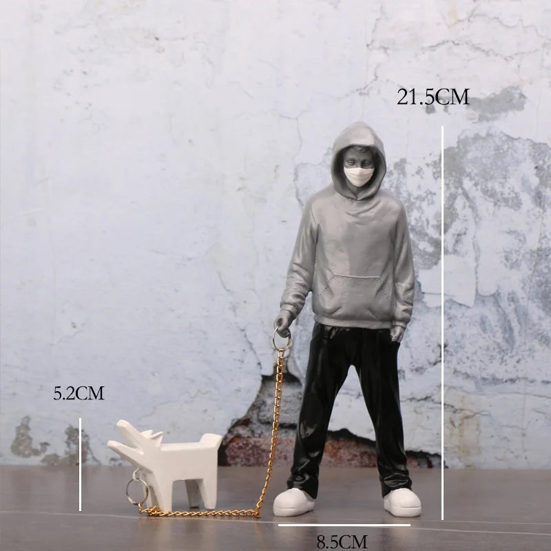 Banksy Man Standing with Dog Sculpture - Street Art Decor Piece