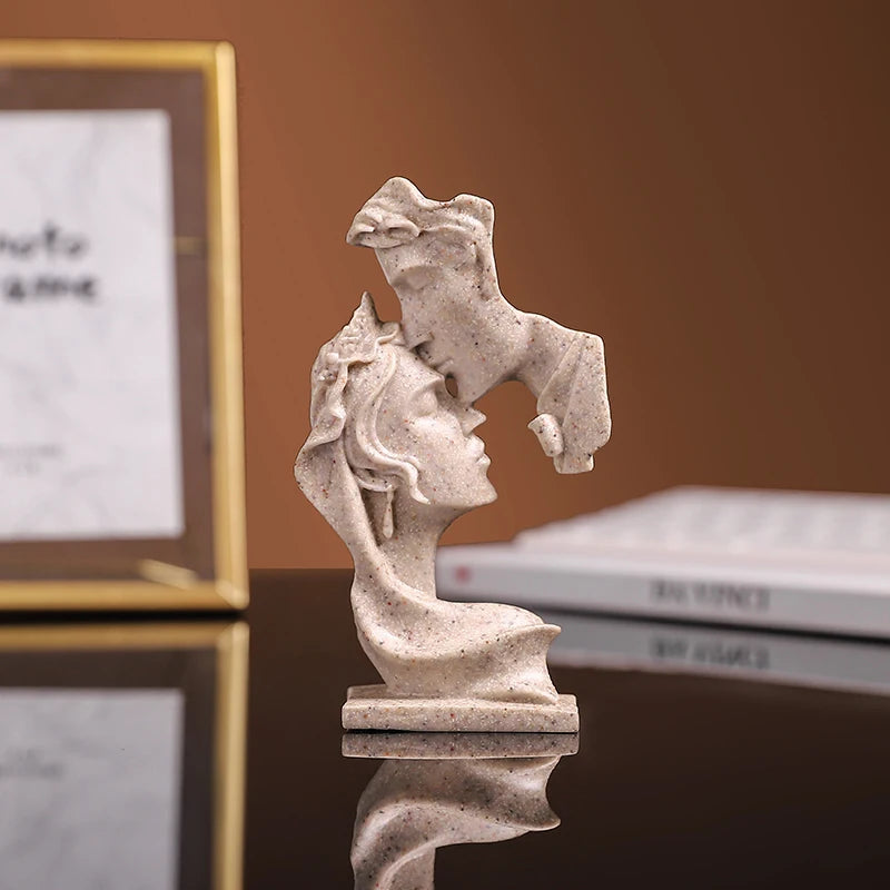 Elegant gold resin Lovers Kissing Figurine, perfect for home decor