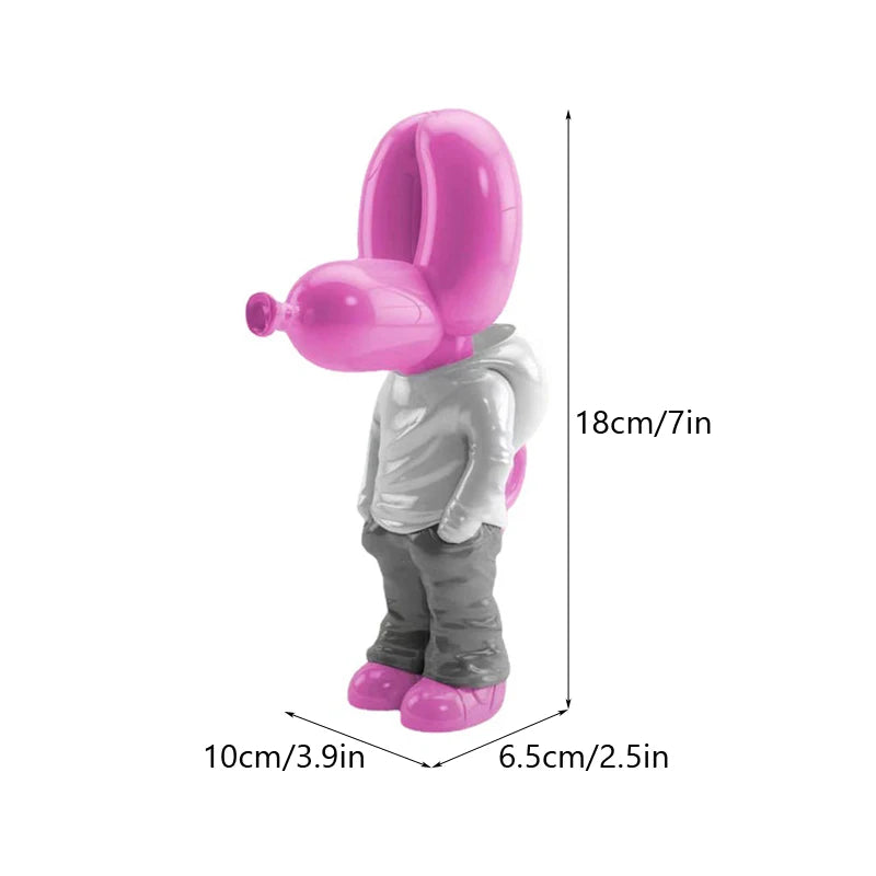 Pink Hands In Pocket Balloon Dog statue inspired by Jeff Koons, showcasing playful design