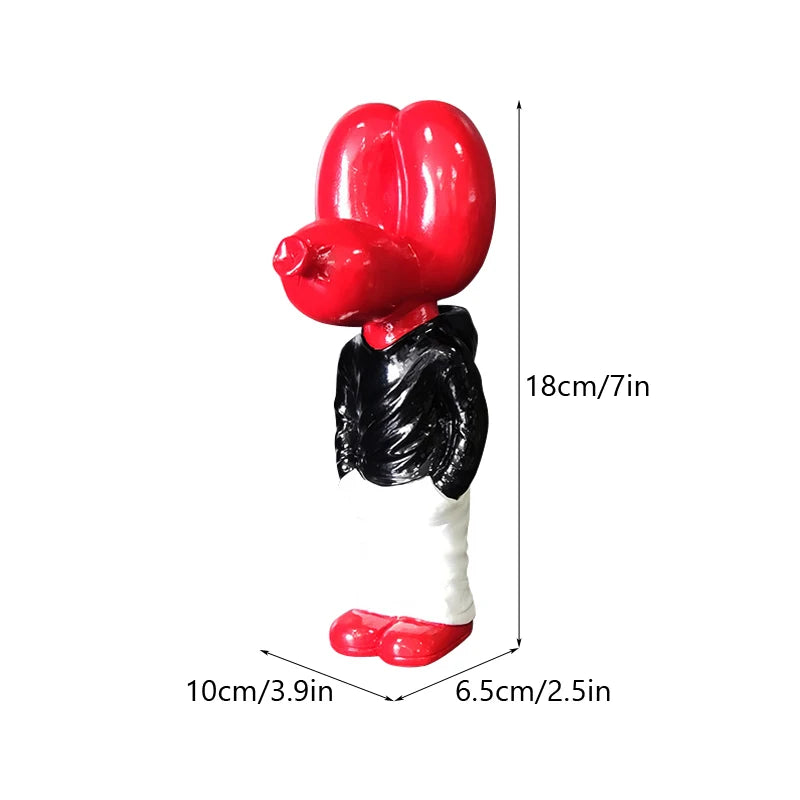 Red Hands In Pocket Balloon Dog statue inspired by Jeff Koons, showcasing playful design