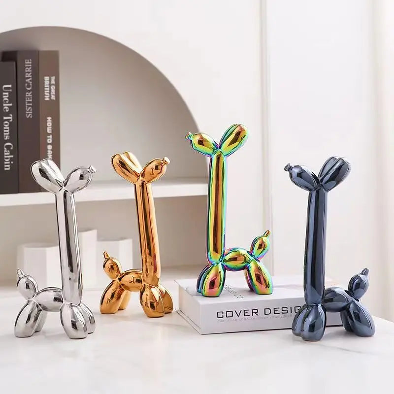 Jeff Koons Inspired Ceramic Long Neck Balloon Dog Sculpture