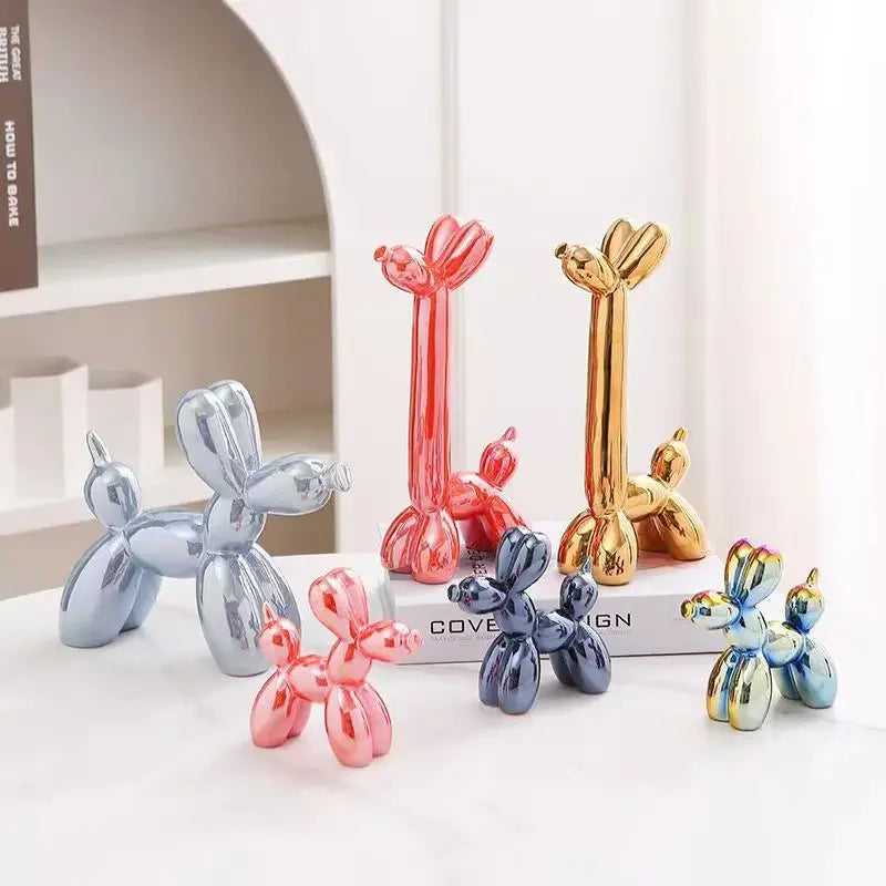 Jeff Koons Inspired Ceramic Long Neck Balloon Dog Sculpture