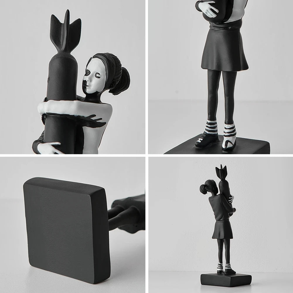 Banksy Hugging Bomb Girl Resin Statue Sculpture