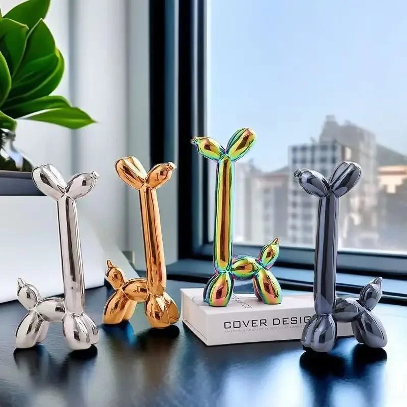 Jeff Koons Inspired Ceramic Long Neck Balloon Dog Sculpture