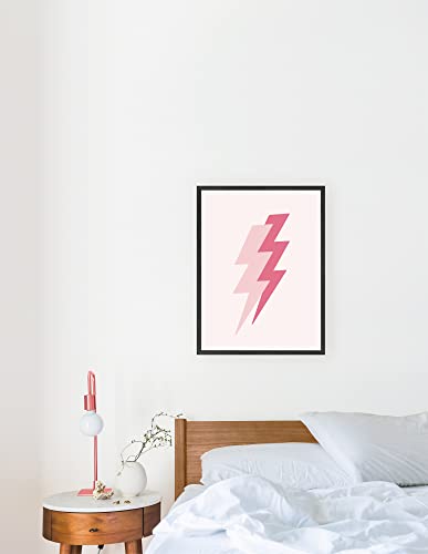 HAUS AND HUES Duo Pink Lightning Poster Lightning Bolt Poster for Trendy Pink Room Decor Aesthetic, Pink Poster Aesthetic, Dorm Posters for College Girls Wall Prints Aesthetic UNFRAMED 12” x 16”