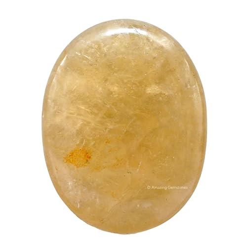 Citrine Palm Stone - Pocket Massage Worry Stone for Natural Body Chakra Balancing, Reiki Healing and Crystal Grid