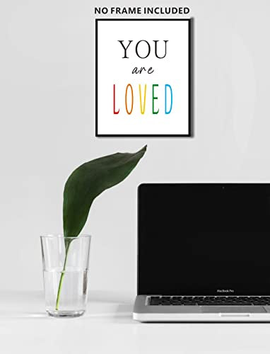 Watercolor Words Positive Quotes Wall Art, Motivational Wall Art Set for Nursery or Kids Room Home Decor, Inspirational Success Prints Hustle Posters