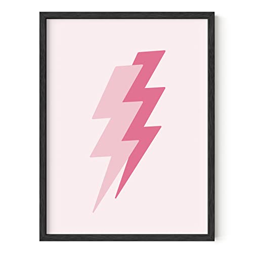 HAUS AND HUES Duo Pink Lightning Poster Lightning Bolt Poster for Trendy Pink Room Decor Aesthetic, Pink Poster Aesthetic, Dorm Posters for College Girls Wall Prints Aesthetic UNFRAMED 12” x 16”