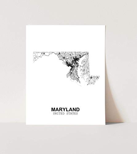 Eleville 8X10 Unframed Maryland United States Country View Abstract Road Modern Map Art Print Poster Wall Office Home Decor Minimalist Line Art Hometown Housewarming wgn177