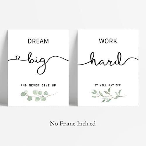 Inspirational Wall Art Office Decor, Motivational UNFRAMED Prints for Bedroom | Living Room | Classroom, Black and White Daily Positive Affirmations Poster for Women Men Kids, Set of 4, 8"x10"