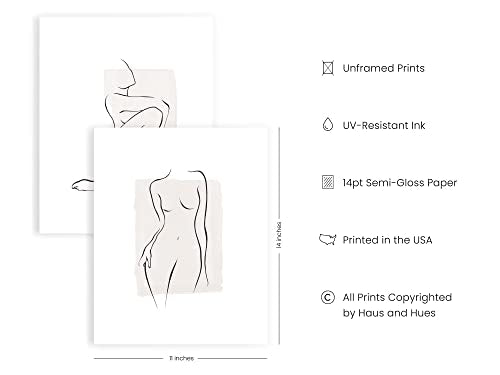 Haus and Hues Line Art Wall Decor Set of 4 - Line Drawing Wall Art, Art Prints Minimalist, Minimalist Line Art Wall Decor, Line Art Print, Minimalist Poster Set, Artwork Line (Unframed 11x14)