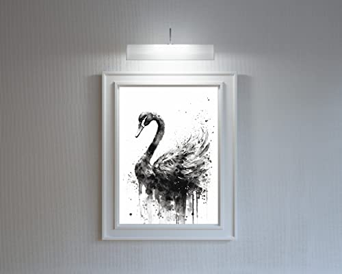 7Dots Art. Black Ink wall art series. Watercolor Ink Art Print, poster size, bedroom, and kid's room. No frames included. (black swan)