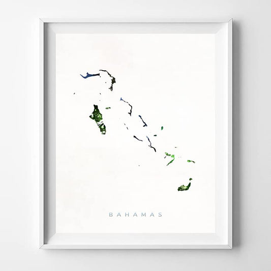 Bahamas Watercolor Map Wall Art Poster Home Decor Print Watercolour Artwork - Unframed