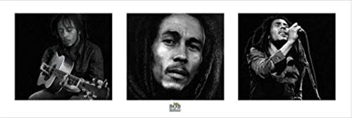Pyramid America Bob Marley-Black and White Triptych, Music Slim Poster Print, 24 by 36-Inch