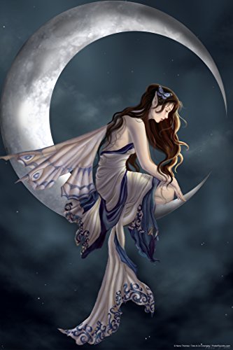 Sad Fairy Core Room Decor Grunge Wall Fairycore Cottagecore Poster Aesthetic Room Decor for Teen Girl and Nursery Wall Decor Fairies Moon Sitting Home Kawaii Cool Wall Decor Art Print Poster 12x18