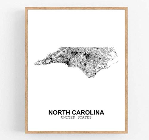 Eleville 8X10 Unframed North Carolina United States Country View Abstract Road Modern Map Art Print Poster Wall Office Home Decor Minimalist Line Art Hometown Housewarming wgn189