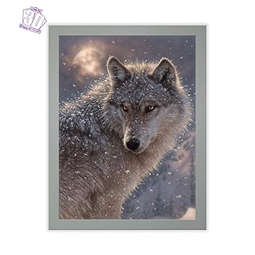 3D LiveLife Lenticular Wall Art Prints - Lone Wolf from Deluxebase. Unframed 3D Animal Poster. Perfect wall decor. Original artwork licensed from renowned artist, Collin Bogle