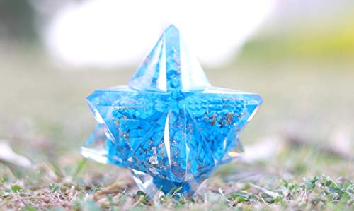 Jet Energized Handmade Turquoise Orgone Merkaba 4" Huge Large Crystal Gemstones Copper Metal Mix Mental Peace EMF Protection Crystal Therapy BookletIMAGE IS JUST A REFERENCE