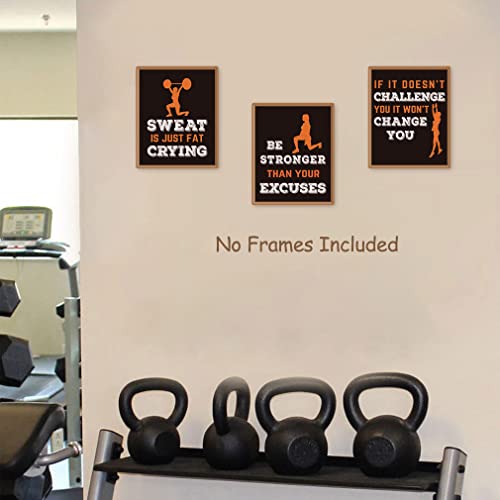 Sports Art Print,Inspirational Fitness Quote Wall Art Print,Motivational Workout Bodybuilding Phrases Art Painting , Set of 4 Art Posters（8 " x10 " ）Gym Training Sport Poster For Gym Home Decor