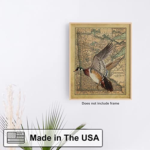 Apple Creek Minnesota State Map Wood Duck Goose Call Hunting Decoy Poster Art Print 11x14 Cabin Wall Decor Pictures