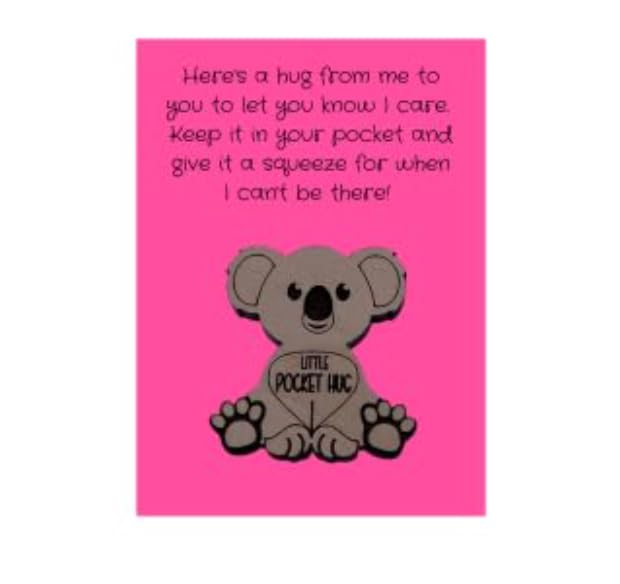 Pocket Hugs Keepsake, Missing you Gift, Long Distance Gift, Thinking of You, Birthday Present, Mother's Day Gift, Valentine's Day Gift, Easter Basket Stuffer, Teacher Appreciation (Koala)