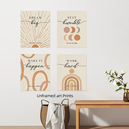 Inspirational Wall Art Boho Decor Positive Affirmations Wall Decor for Bedroom Living Room Office Classroom Abstract Motivational Prints Poster for Women Men Kids| Pack of 4, Unframed 8x10