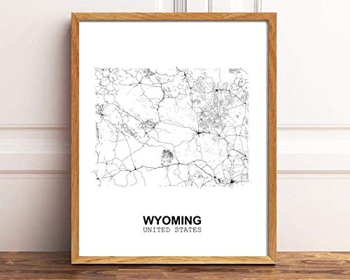 Eleville 11X14 Unframed Wyoming United States Country View Abstract Road Modern Map Art Print Poster Wall Office Home Decor Minimalist Line Art Hometown Housewarming wgn206