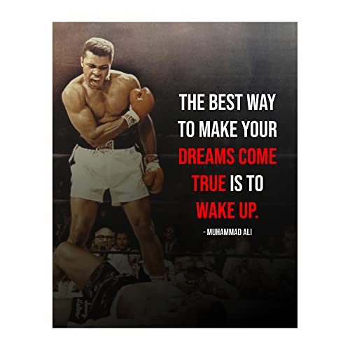 Muhammad Ali Quotes Wall Art-"Best Way to Make Dreams Come True-Wake Up"-8 x 10" Vintage Boxing Photo Poster Print-Ready to Frame. Motivational Home-Gym-Office-Man Cave Decor. Great for Boxing Fans!